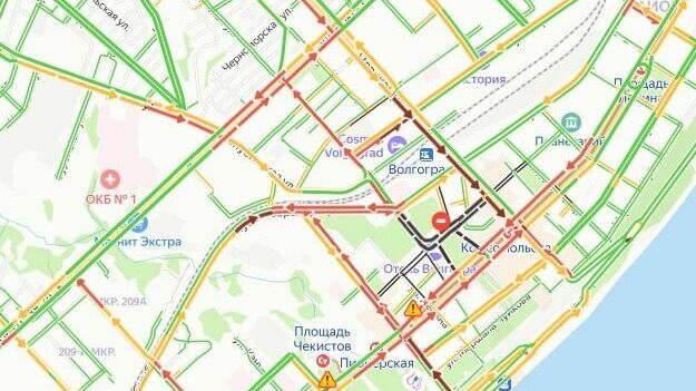 Пробки в центре Волгограда