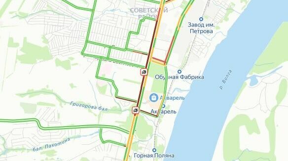 Пробки в Советском районе Волгограда
