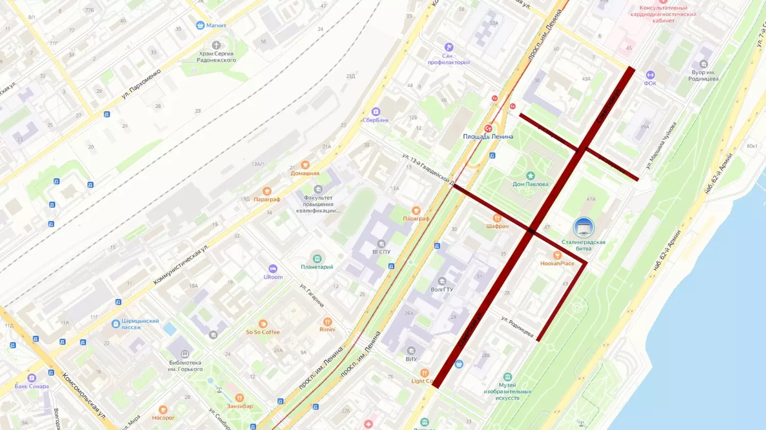 4 улицы станут пешеходными в Волгограде 2 февраля