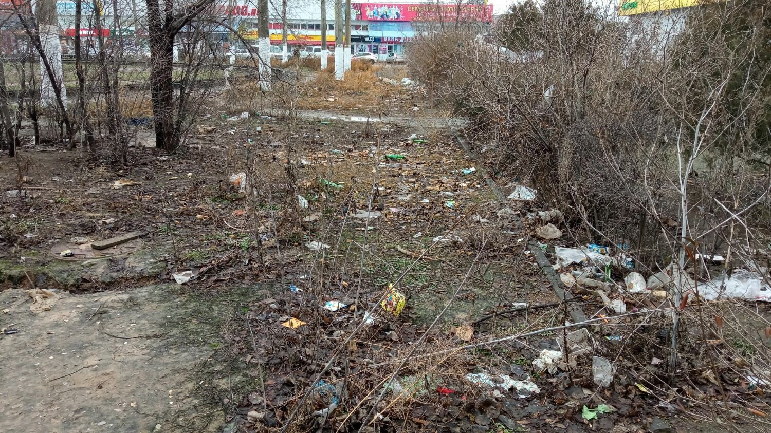Свалка мусора возле трамвайного кольца по ул. Пролетарской в Красноармейском районе Волгограда.