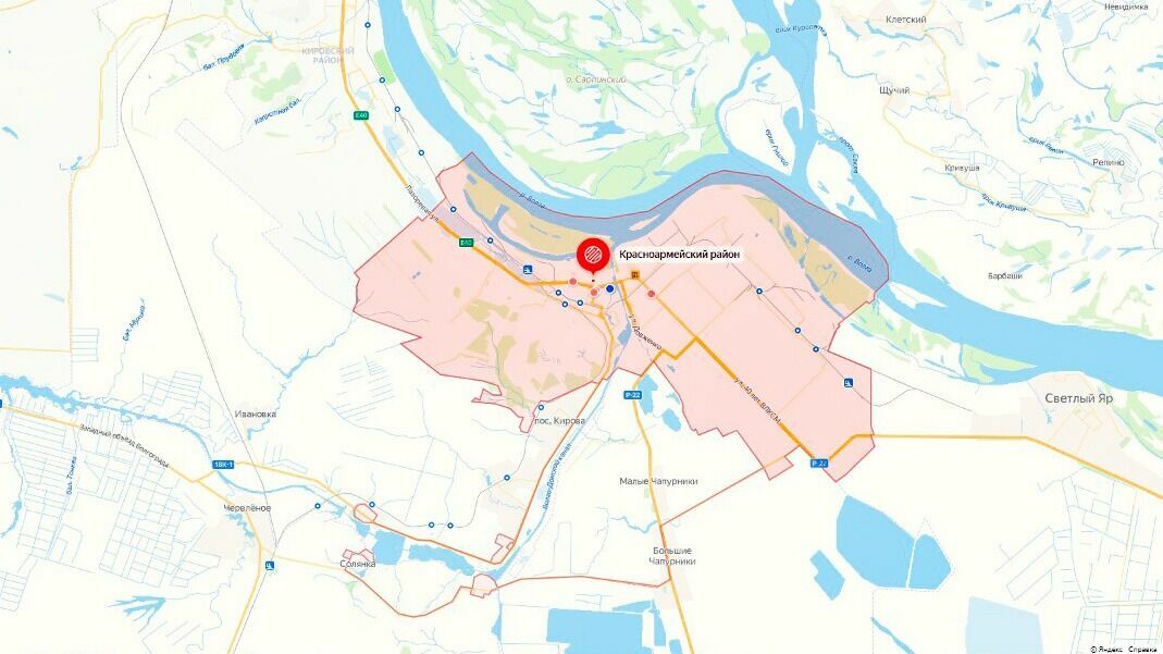 Красноармейский район на карте Волгограда