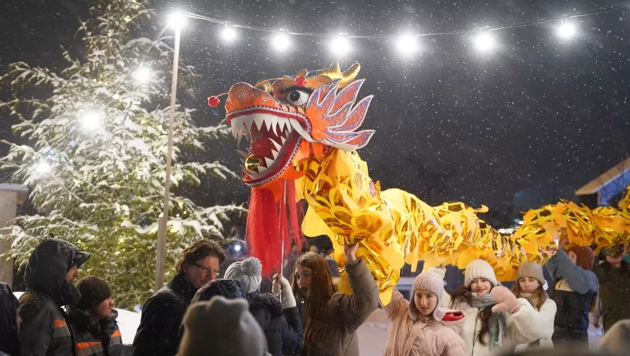 Китайский Новый год отметили волгоградцы с драконом и пандой на льду